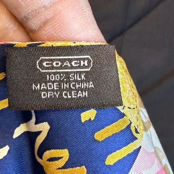 Coach Silk Skinny Scarf  – Multicolor Patchwork Print NWOT - Picture 7 of 12
